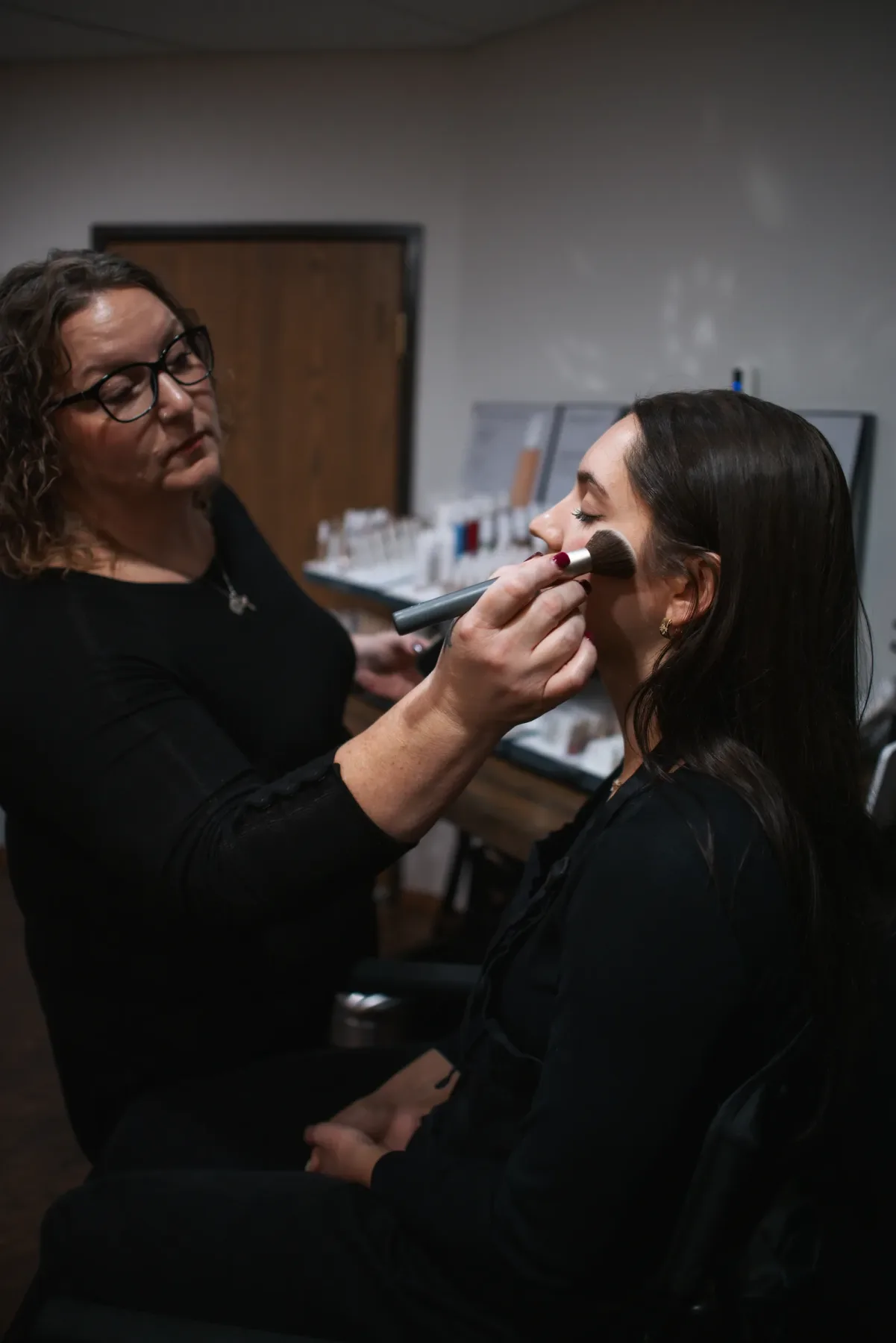 Amanda doing bridal makeup at Evolution of Beauty in Marshall, Minnesota