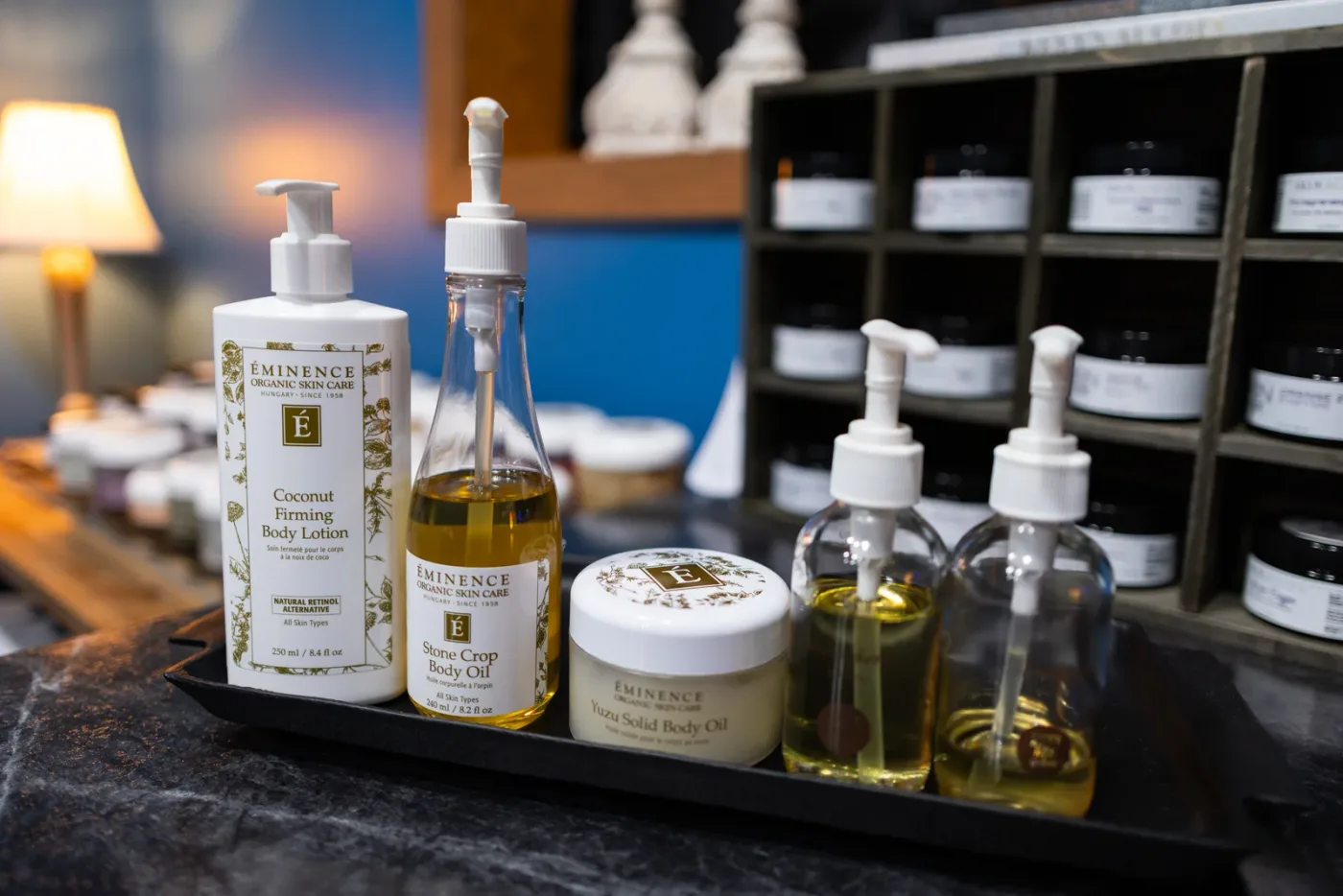 Éminence Organics body care on the retail shelves at Evolution of Beauty
